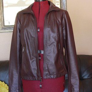 Reaction Kenneth Cole Burgundy Faux Leather Jacket